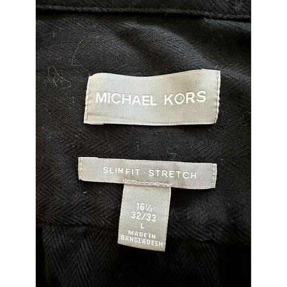 Michael Kors Mens Stretch Slim Fit Button-Up Shirt Mens Size 16.5 32/33 Black - Picture 8 of 16